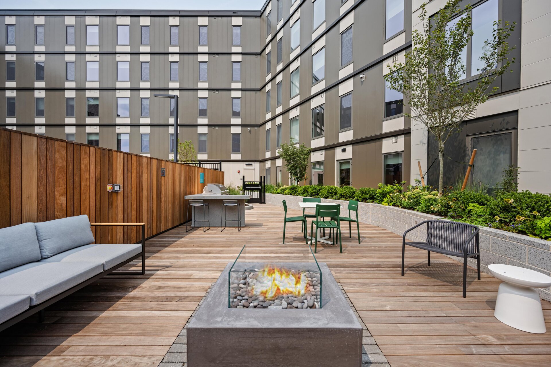 Stylish courtyard firepit and grill