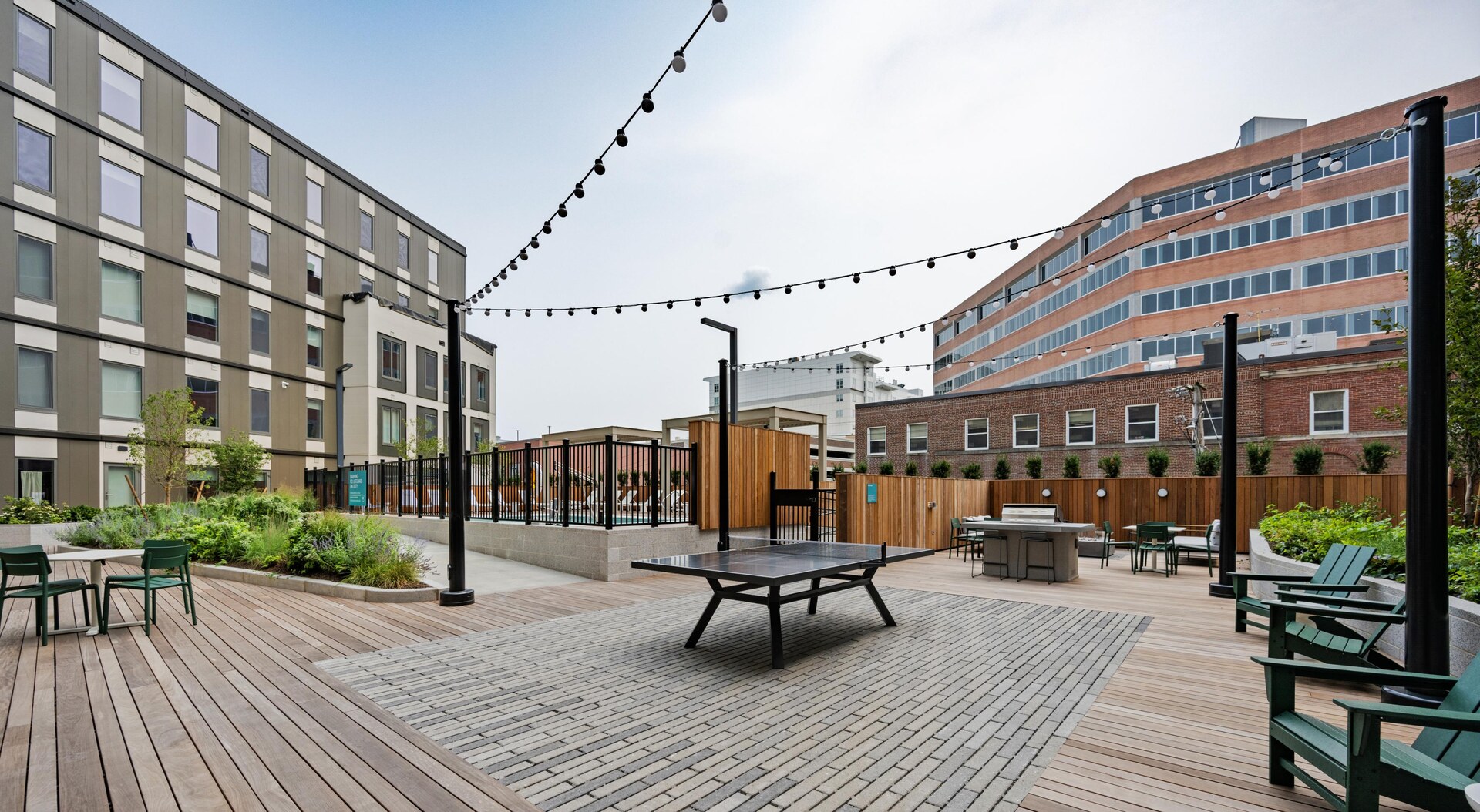 Panoramic view of vibrant community courtyard.