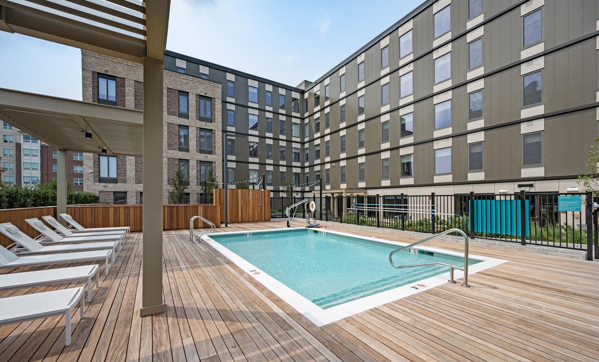 Refreshing community pool with canopy lounge.